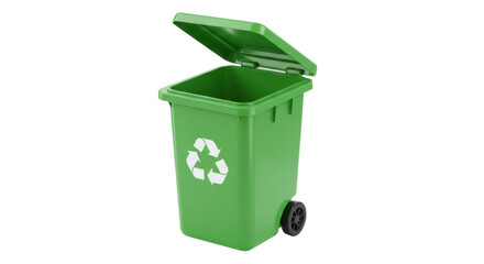 Isolated Green Recycling Bin