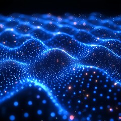 Fototapeta premium Blue glowing particle waves.