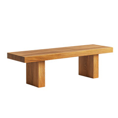Minimalist wooden bench with clean lines and solid texture