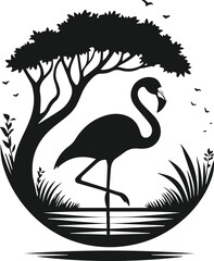 Black flamingo vector