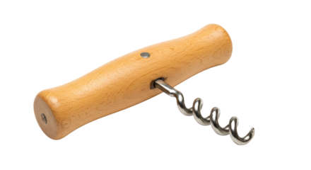 Isolated Corkscrew with Wooden Handle