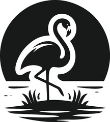 Black flamingo vector