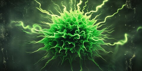 Fototapeta premium Green Abstract Design on Dark Background