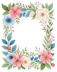 Watercolor floral frame vector illustration for wedding invitation card design and decoration elements