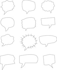 Speech bubble and dialogue text box doodles set vector Art & Illustration