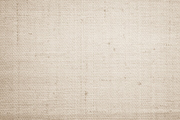 Brown sackcloth woven texture background in natural pattern. Jute hessian burlap, linen background in light beige cream color blank. Weaving canvas fiber line cotton cloth textured as organic.