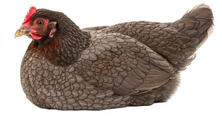 Isolated Grey Chicken Resting