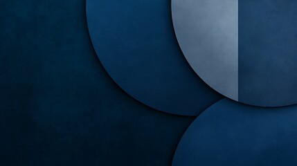 Overlapping blue semicircles create a layered abstract graphic composition