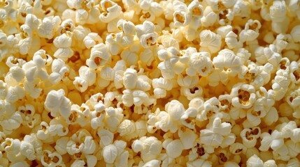 Captivating Close Up of Freshly Popped Popcorn Delightful Texture and Warm Tones Perfect for Movie Night Snack Food and Entertainment Themes