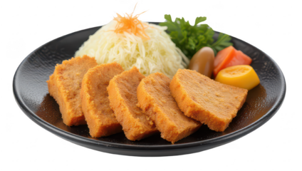 Crispy Fried Fish Cakes with Cabbage Salad and Vegetables