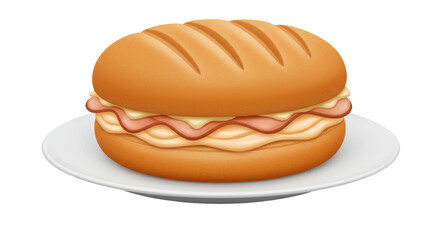 Isolated Ham and Cheese Sandwich