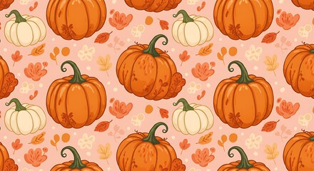Autumn Harvest: Hand-Drawn Pumpkin Pattern AI Generated