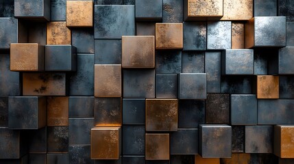 Metal Wall with Brushed Nickel Rose Gold Copper Aluminum and Chrome Squares