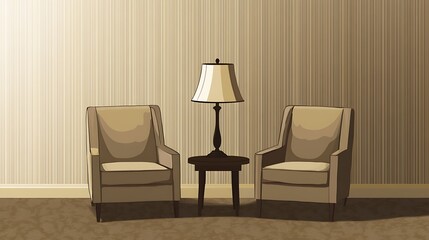 Elegant Lounge Chairs  Lamp.