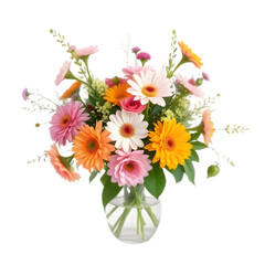 Obraz premium bouquet of flowers in vase on transparent background
