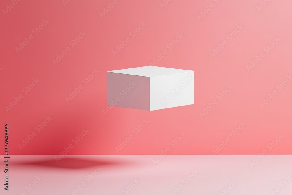 Aufkleber floating white box against a pink background creating a minimalist aesthetic for design inspiration 
