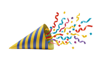 Isolated Party Popper with Confetti
