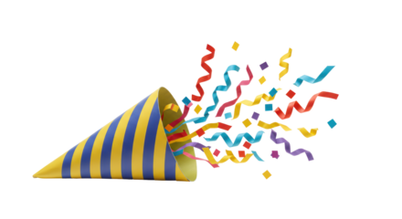 Isolated Party Popper with Confetti
