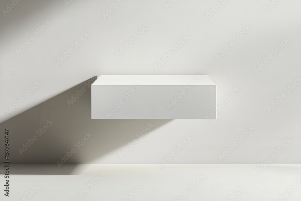 Poster minimalist floating shelf with soft shadows against a light gray wall in a contemporary interior des