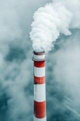 Industrial Power Plant Emitting Pollution, CO2 Emissions From Chimney, Environmental Damage