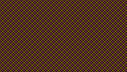 Yellow and pink in the black background diagonal plaid backdrop. Checkered seamless pattern.