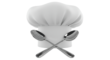 Isolated Chef Hat with Silverware