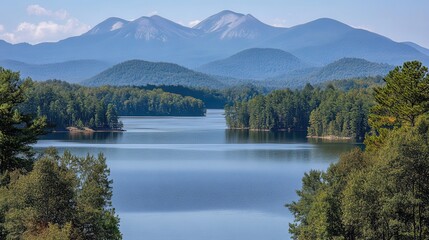 Mountain lake scenic view, summer, tranquility