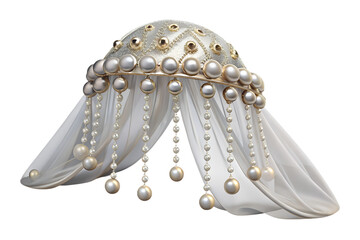 Obraz premium Elegant Pearl-Embellished Wedding Veil Draped on a Sphere