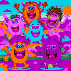 Naklejka premium Cute cartoon owl monster for Halloween illustration