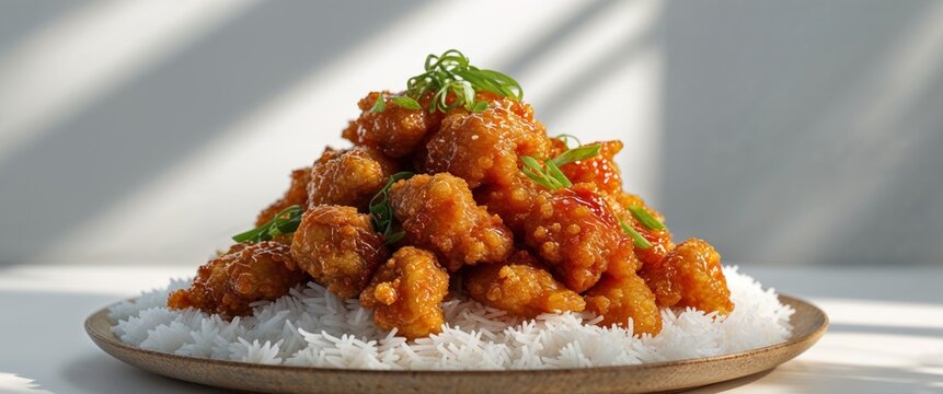 Sweet and Sour Chicken with Crispy Batter and White Rice