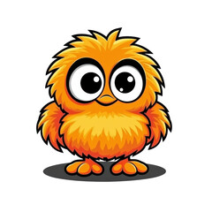 Fototapeta premium Cute orange cartoon chick with big eyes on a transparent background vector, perfect for childrens illustration and animation