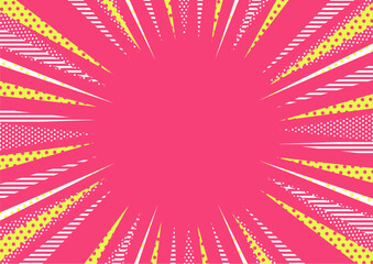 ピンク色のポップな集中線の背景イラスト