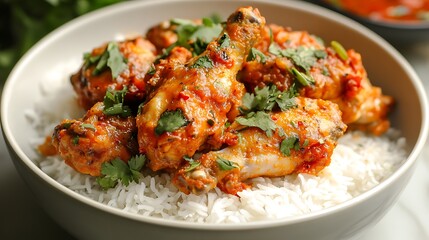 Delicious buttermilk chicken with steamed rice