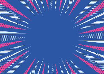 青いポップな集中線の背景イラスト