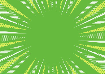 緑色のポップな集中線の背景イラスト