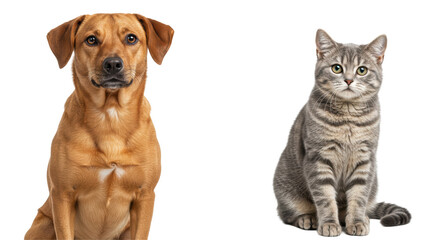 Isolated Dog and Cat