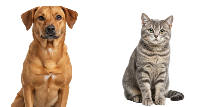 Isolated Dog and Cat