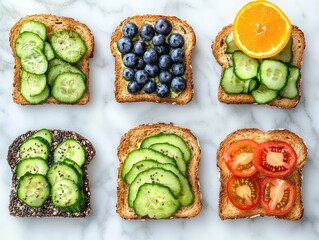 Colorful healthy toast creations