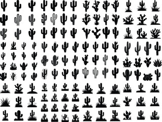Cactus Desert Silhouette | Wild West and Nature Landscape Vector Collection

