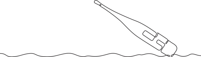 Continuous one line drawing medical thermometer. Medicine.