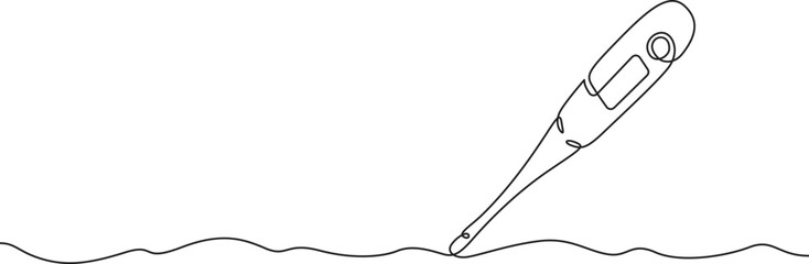 Continuous one line drawing medical thermometer. Medicine.