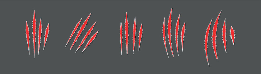 dramatic blood-red claws, grungy, distressed, dark background, red monster claws, horror, surreal, digital art
