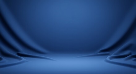 Obraz premium Azure Drape Deep Blue Studio Midnight Cloth Royal Blue Canvas Serene Indigo Fold Subtle Blue Depth Velvet Nightfall Indigo Embrace Blue Fabric Textures Ocean's Calm Embrace AI Generated