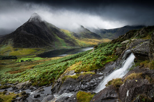 Tryfan mountain in the mist north Wales