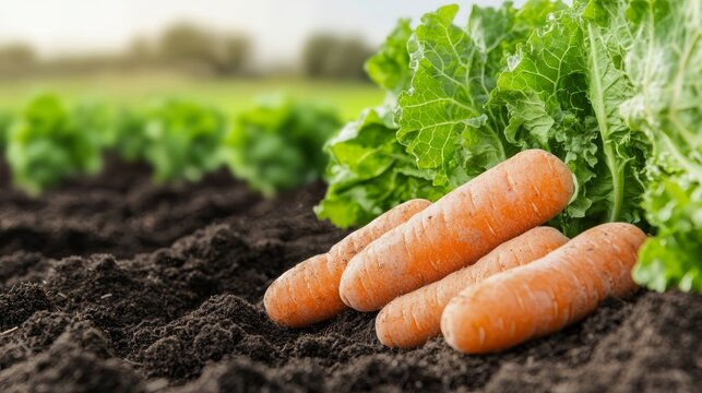 Smart technology in agriculture enhancing carrot growth in fertile soil rural farming environment close-up view of healthy crops - Powered by Adobe