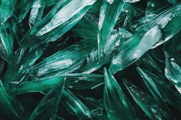 Obraz premium Close-up of ice crystals with greenish hue, likely from a volcanic hot spring or a specialized environment.
