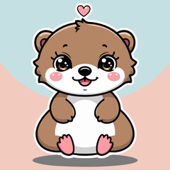Naklejka premium Adorable kawaii otter with big sparkling eyes