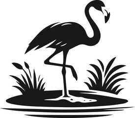Black flamingo vector