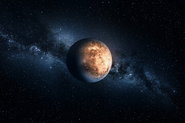 Obraz premium Venus planet from space round black background isolated milkyway 