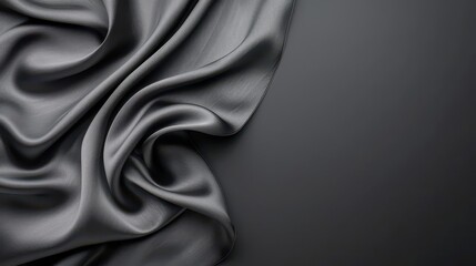 Fototapeta premium Flowing black silk fabric, luxurious texture and elegant folds in dark drapery 